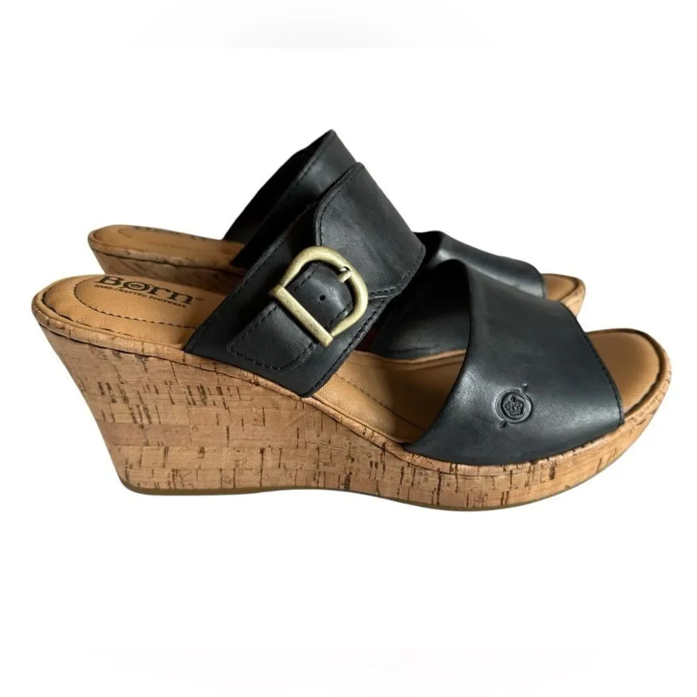 Børn Black Leather Wedges Women’s Size 10 Like New